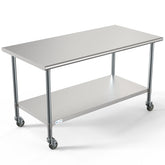 30" x 60" 18-Gauge 304 Stainless Steel Commercial Work Table with Casters, CT3060-18C.